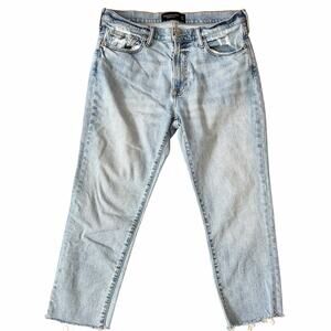 Abercrombie Fitch Signature Stretch Athletic Skinny Jeans Raw Hem Ankle 33